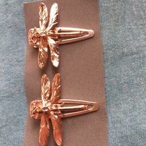 Set of 2 Rose Gold Dragonfly Hair Clips!